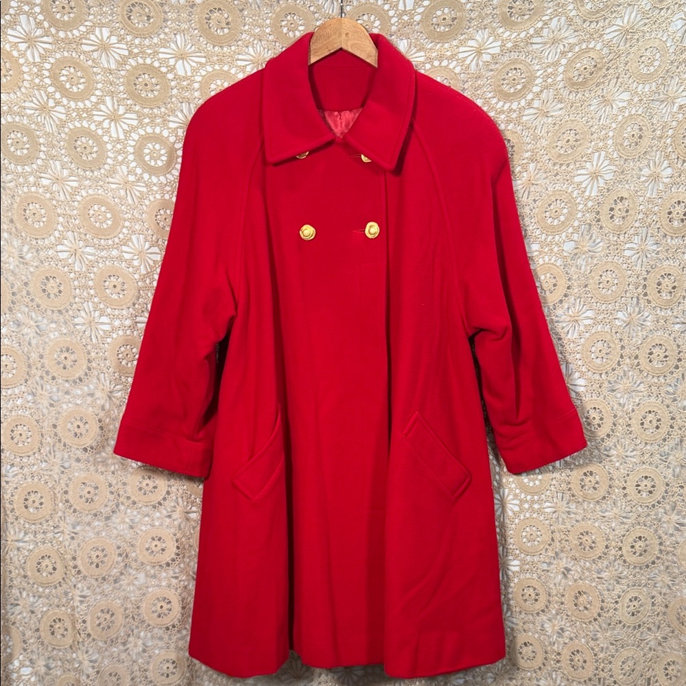 Elegant Red Double-Breasted Women's Coat